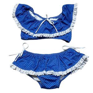 Wildling Well Dressed Wolf Girls Blue Polka Dot Bikini Swimsuit Size 7